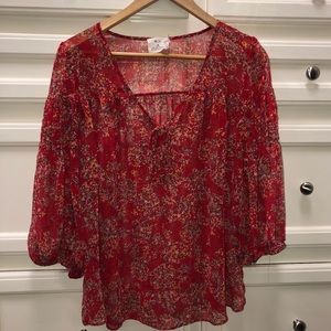 Anthropologie Pins and Needles sheer floral blouse